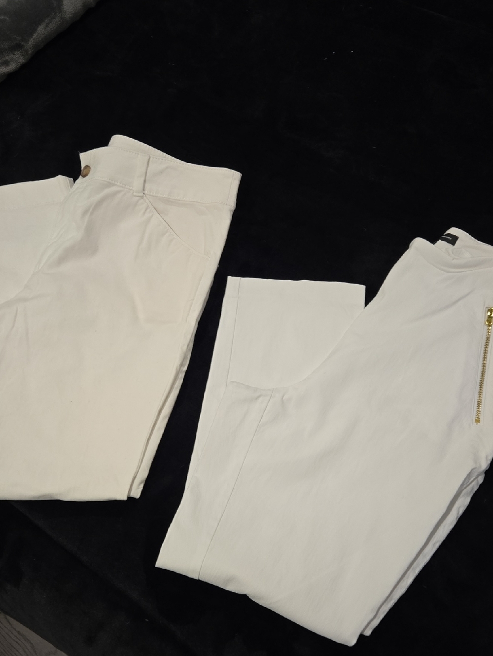 LOFT White/Cream Women's Jeans - Gold Zipper Detail